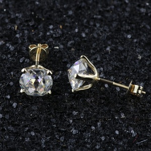प्रोवेंस गहने कान की बाली डेफ प्रयोगशाला बनाया हीरा 2 कैरेट दौर moissanite कान की बाली स्टड 14k पीले सोने की कान की बाली