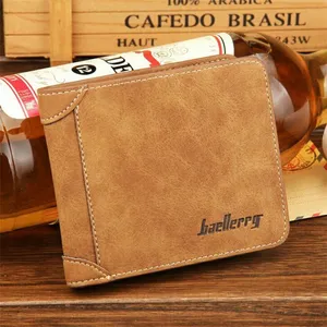 Baellerry brand fashion vintage cheap suede leather wallet men