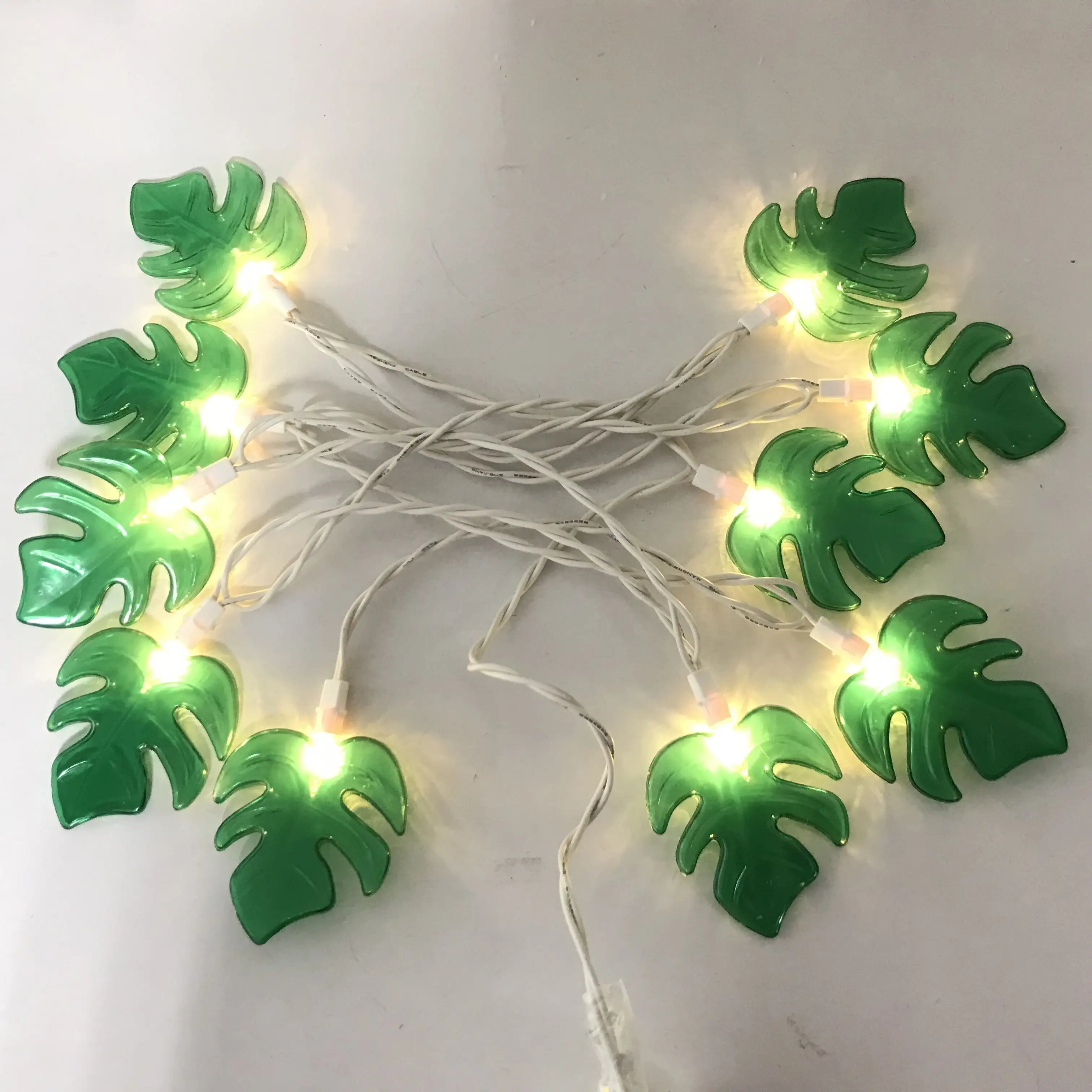 工場卸売庭の装飾Ledココナッツヤシの木の葉ライトストリング妖精屋外ガーランドグリーン人工葉Led照明