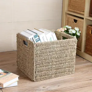 Storage Baskets Woven Straw Home Carton Foldable Natural Laundry Basket Foldable Floating Fish Basket Custom Size Accepted