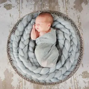 Cute Newborn Baby Braid Wool <strong>Blanket</strong> <strong>Basket</strong> Stuffer Arm Knitting Baby <strong>Blanket</strong> <strong>for</strong> Photography - Product Image 1