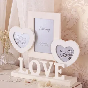 Personalizzato New Handmade Bianco Cuore Love Design dolce Decorazione Regali di Festa di Nozze Foto Cornice In Legno