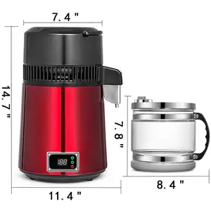 不锈钢酒精净化器过滤玻璃Jar温控便携式水瓶带菲尔水蒸馏器