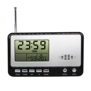 Radio FM Electrónica Portátil con Reloj, Calendario <span class=keywords><strong>Digital</strong></span>, Pantalla, Montable en Pared, Alarma de Sonido Fuerte, Funciona con <span class=keywords><strong>Pilas</strong></span>, Reloj de Escritorio con Función de Repetición - Product Image 4