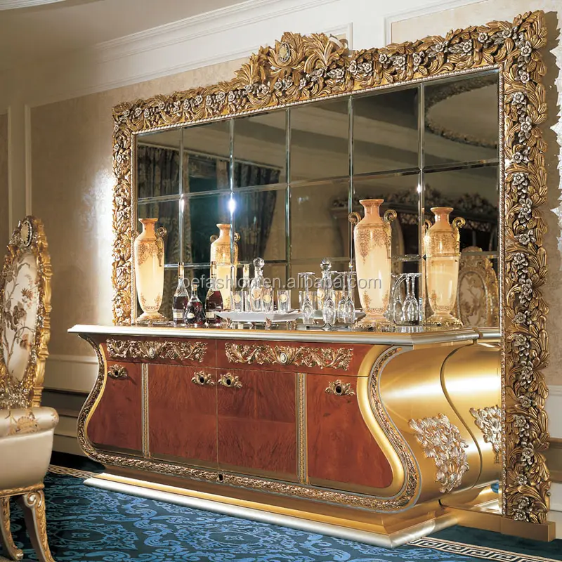 OE-FASHION Luxury French Style gilt furniture mirrored console table manufactory