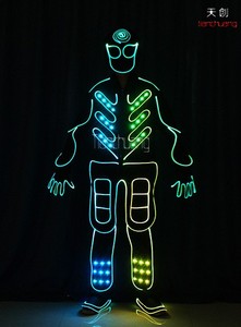 Trajes LED gimnásticos programables, disfraces de luz LED para baile de <span class=keywords><strong>Club</strong></span>, disfraz Tron LED 0149 - Product Image 4