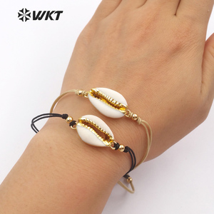 WT-B421 Wholesale Fashion Design Special Cowrie <strong>Shell</strong> <strong>Bracelets</strong> Adjustable Jewelry NaturalCowrie <strong>Shell</strong> Wrapped <strong>Bracelets</strong> - Product Image 5
