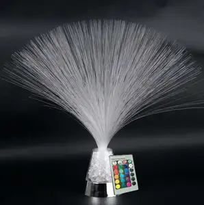 REMOTE 3XAAA battery operated 13inch LED Fiber Optic Glacier Lite with Color-Changing Crystal base