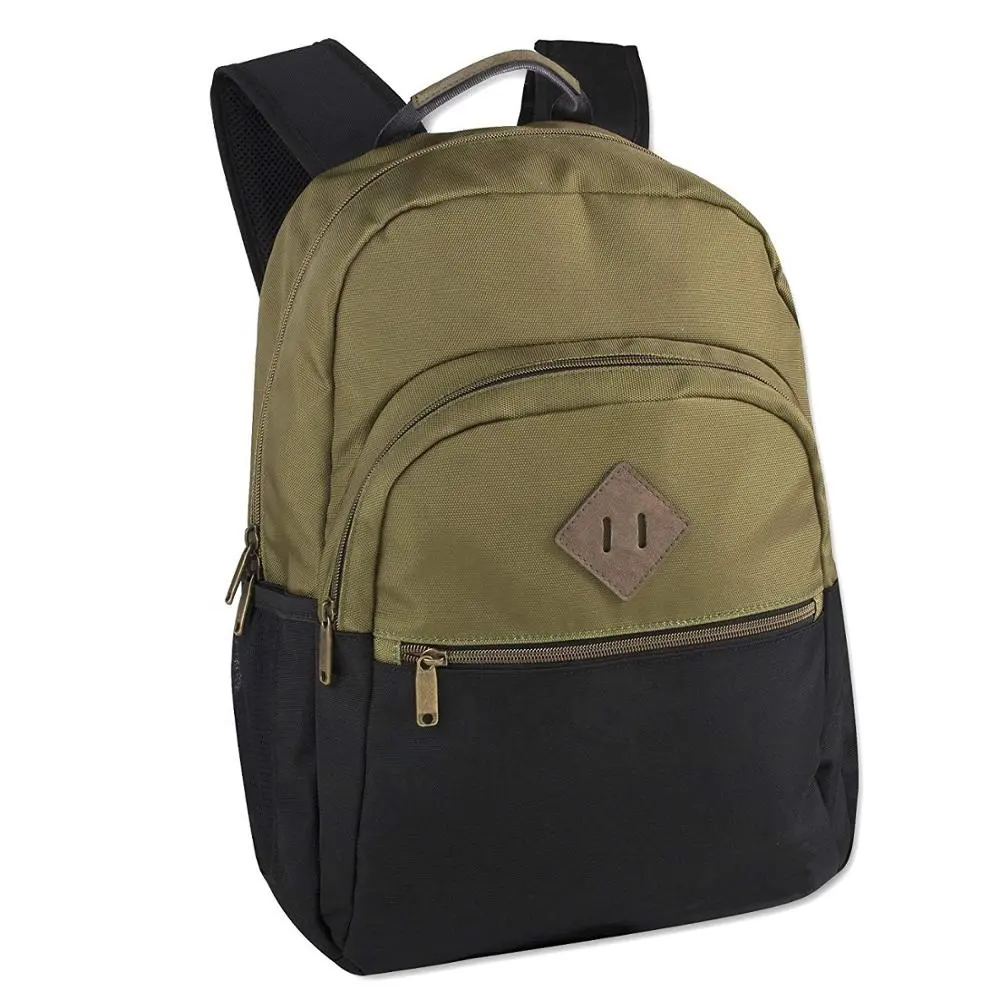 Fashionable Canvas Solid Color Campus Style Couple College Student Backpack Leisure Travel Bag