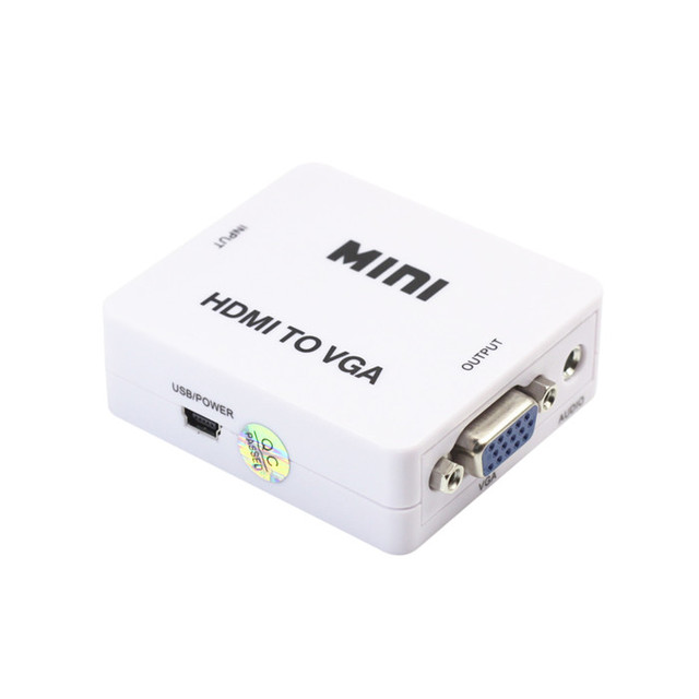 Mini HDMI to VGA Converter Box Adapter HD1080P Audio Power for Xbox DVD PS3 Projector HDMI2VGA Audio & Video Accessories