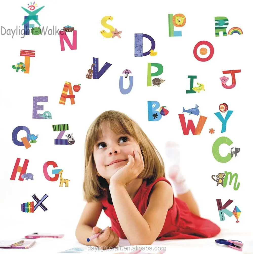 N005 letters/alphabet waterproof wall decor white vinyl kids sticker