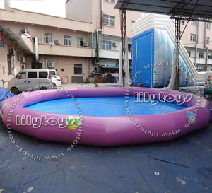 Belle pourpre parc aquatique gonflable sol <span class=keywords><strong>piscine</strong></span> ronde pour location - Product Image 4