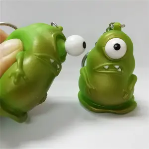 Beliebte lustige Squeeze Pop Eye Push Souvenir Mini Tier Schlüssel bund mit Augen heraus springen