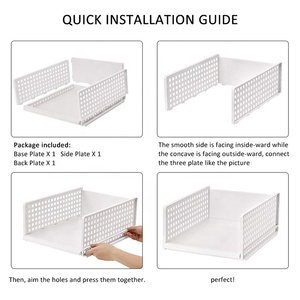 Caja de almacenamiento desmontable apilable de plástico para cocina y baño, organizador de armario, caja de almacenamiento de plástico plegable - Product Image 4
