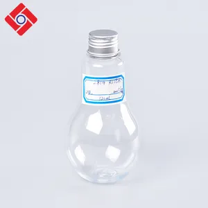 Botol Jus Minuman Plastik Bentuk Bohlam Bening Khusus Grosir dengan Tutup Sekrup