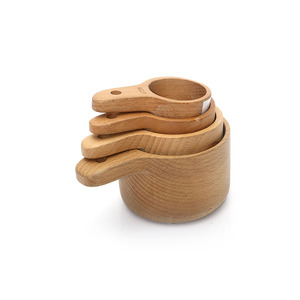 Wholesale Beech Wood Kitchen Tools Cake Baking Custom Nesting 4 Pieces <strong>Measuring</strong> <strong>Cup</strong> <strong>Set</strong> - Product Image 1