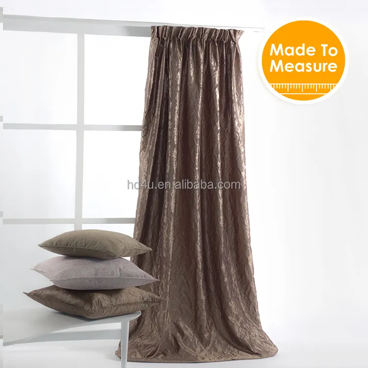 New Arrival Star Crinkle Fabric Brown Curtains White Grey and Brown Color Luxury Window curtains