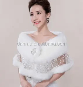 New Style Fashion Knitted Faux Fur&Faux Fur Wedding Shawl