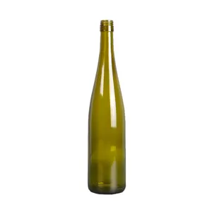 750ml antique green glass German flute Rhine wine bottle
