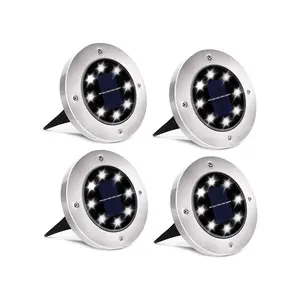 8 LED IP65 Impermeabile Solar Powered Disco Luci per il Giardino