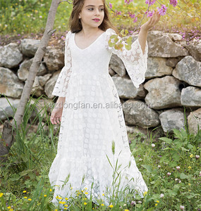 <span class=keywords><strong>Vestidos</strong></span> de <span class=keywords><strong>Primera</strong></span> <span class=keywords><strong>Comunión</strong></span>, Vestido Blanco de Encaje, Estilo Boho Chic, Vestido de Niña, Boda Bohemia - Product Image 3