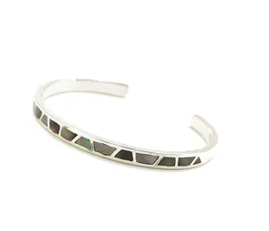 2019 custom mother of pearl jewelry stainless steel abalone shell inlay enamel bracelet bangle