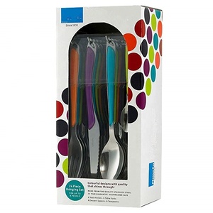 24 pezzi di Posate Appeso In Acciaio Inox con Colori Manico In Plastica Set di Posate, Luminoso Multicolore Mensa Cutler - Product Image 4