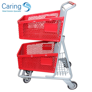 <span class=keywords><strong>2-tier</strong></span> çift plastik sepetleri süpermarket alışveriş sepeti - Product Image 2