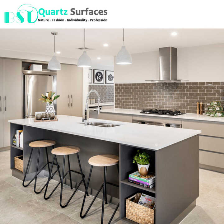 Artificial Super White Quartz Stone with 93% Natural Quartz Material Countertop Calacatta Engineered Quartz Stone Slab