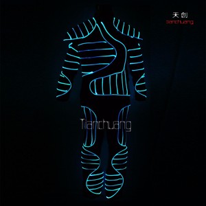 Buena Materia Prima Hecha De Fibra Óptica Tamaño Personalizado Enciende Traje <span class=keywords><strong>Ropa</strong></span> Luminosa LED Brillante Espectáculo de Danza - Product Image 4