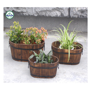 Classique maison jardin Design traditionnel whisky baril planteur 1 paquet coloré sapin <span class=keywords><strong>bois</strong></span> rond Pot de fleur sol plantation maison chambre - Product Image 3