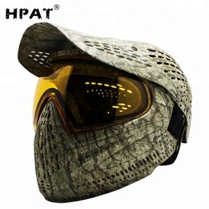 Helm Paintball Camo Headshield dengan Masker Penutup Kepala Penuh dan Perlindungan Kacamata dengan Lensa Cermin Emas - Product Image 3