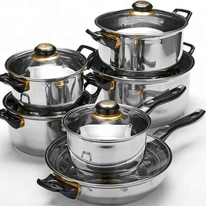 Pannenset Keuken Accessoires Rvs 12Pcs <span class=keywords><strong>Palm</strong></span> Restaurant Kookgerei Koken Pot Keukengerei Ollas Kookpot Set - Product Image 1