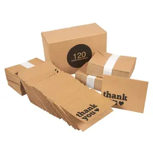 120 paket toplu kutu seti kahverengi Kraft kağıt teşekkür not kartları özel boyut özelleştirilmiş 4C kağıt baskı boş en içinde YG