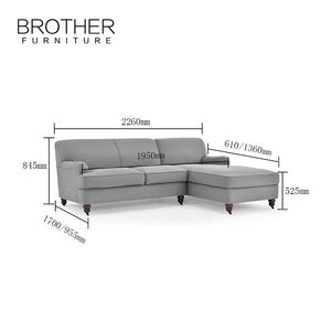 Ba Chỗ Ngồi Xám Vải Ưa Thích Ghế Phòng Khách Góc <span class=keywords><strong>Sofa</strong></span> Giường Với Ngả Tựa Đầu - Product Image 6