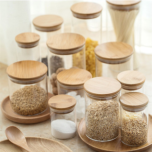Personalizzabile Logo eco-friendly vetro borosilicato di stoccaggio di bambù contenitore cibo 50ml-1L vasetti con coperchio a pressione - Product Image 4