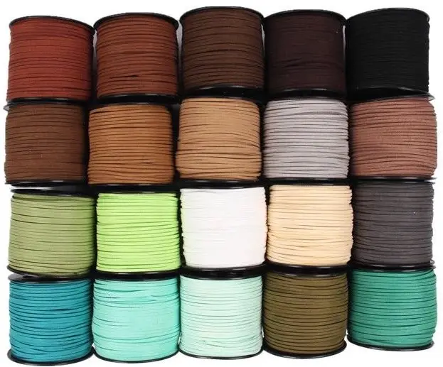 3MM Micro-Fiber Flat Leather Lace Beading Thread Faux Suede Cord String ( Mix 20 Colors Each 100 Yards)