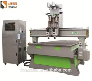 1325 Shandong HONZHAN Professional factory supply plate furniture door cnc wood cutting router machine with two spindles