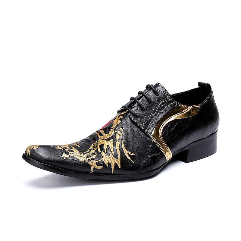 NA159 Italian Handmade Black Gold Pointed Toe Mens Dress Shoes for  Weddings, Parties, and Office | Stylish & Casual Fashion Footwear