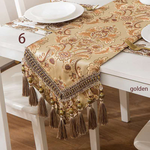 Camino de mesa Jacquard azul marino de alta calidad, diseño de cuentas pesadas, hermoso tapiz navideño de encaje para mesas, caminos de mesa - Product Image 6