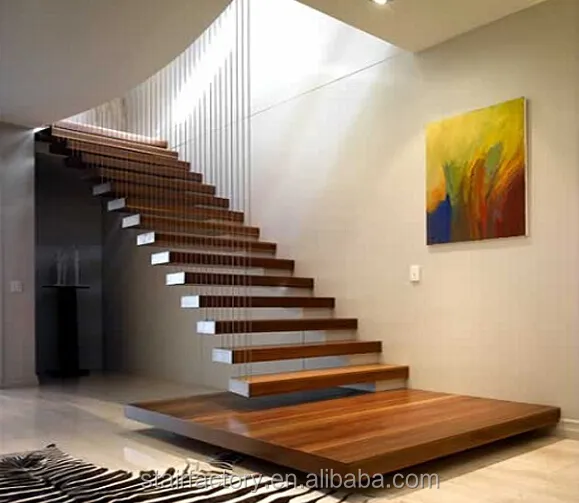 आधुनिक अस्थायी सीढ़ी ठोस लकड़ी अस्थायी सीढ़ी इनडोर छिपा मुस्कराते हुए अस्थायी ठोस लकड़ी सीढ़ी TS-301