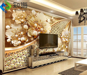 ZHIHAI fiore uv stampa sfondo per uso domestico impermeabile a prova di fuoco di <span class=keywords><strong>arte</strong></span> del diamante 16d in rilievo moderna 3d carta da parati - Product Image 5