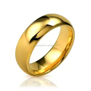经典男士黄金首饰圆顶钨戒指沙特阿拉伯黄金结婚戒指价格