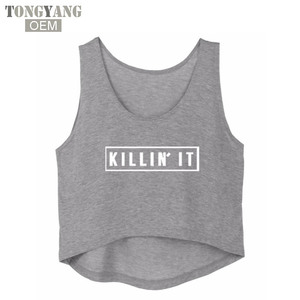 Canottiere Tongyang donne Killin It stampa con lettere di gilet sportivo senza maniche Top corto da donna <span class=keywords><strong>canotte</strong></span> personalizzate - Product Image 1