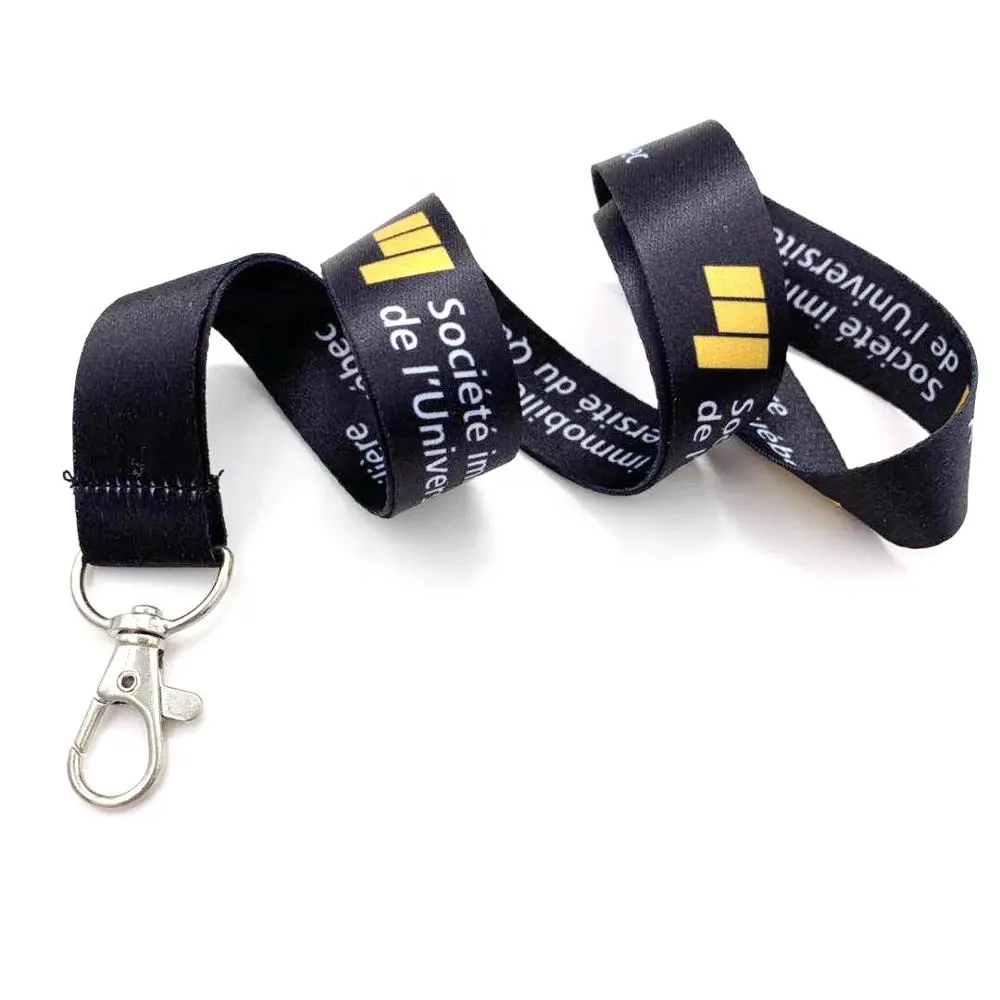 3/4 inch polyester sublimated with customized logo imprint ribbon lanyard