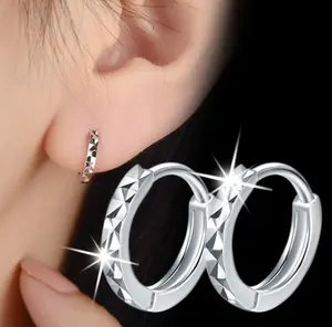 Korean Fashion Word Flower Earring Patterns Silver Huggie Hoop Earrings