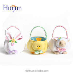 Wholesale custom Top Cute Easter Basket with Rabbit Bunny & Duck & Sheep Easter Bunny Bucket