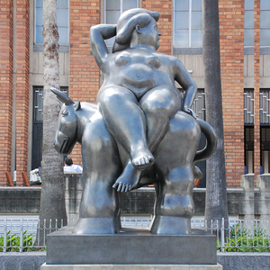 Décor extérieur Bronze Grosse Femme À Cheval Statue Botero <span class=keywords><strong>Sculpture</strong></span> de Taureau - Product Image 2