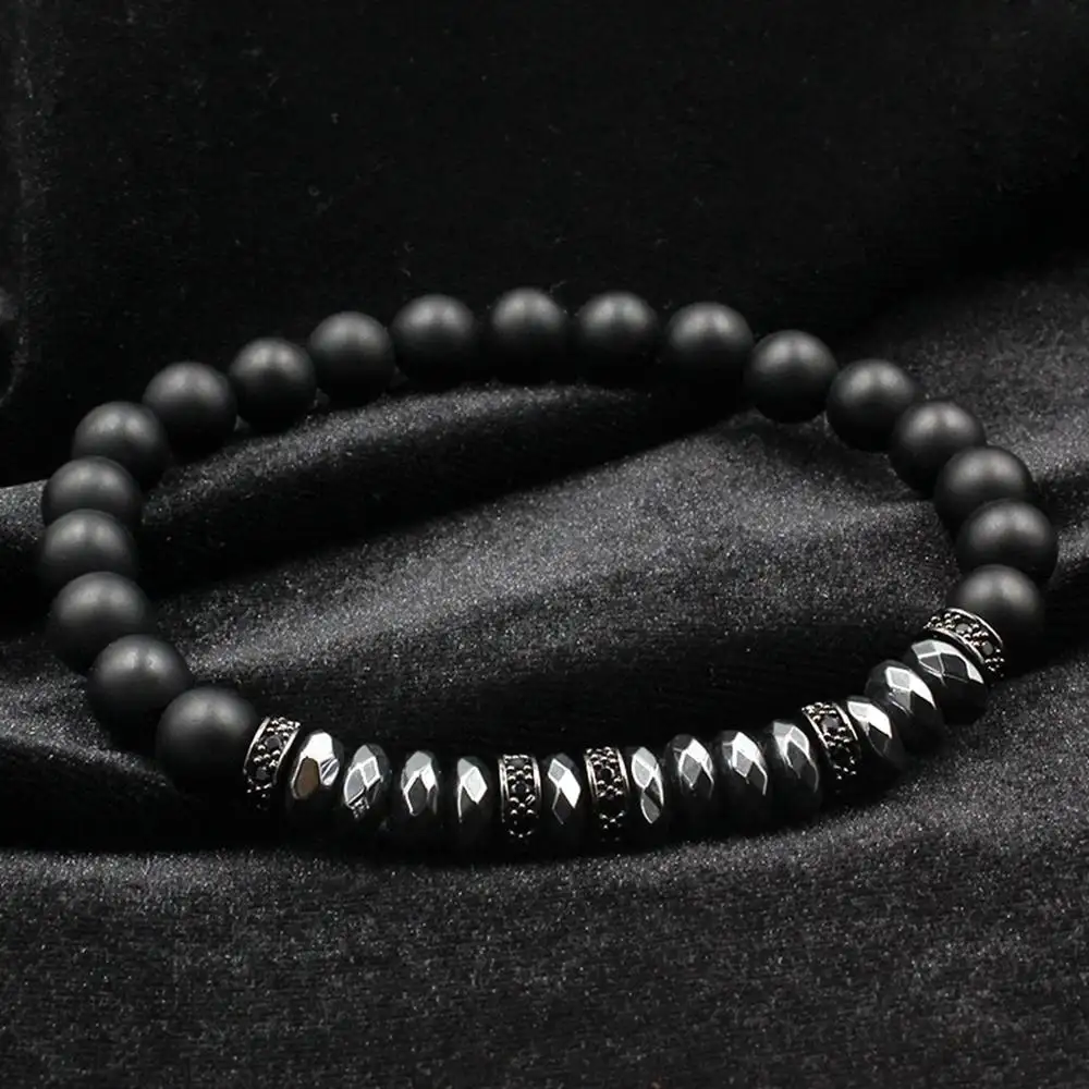 Partition bracelet black onyx man mature charm combination set wrist ornaments