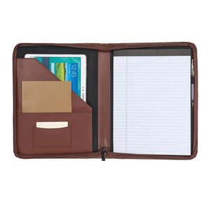 Venta al por mayor Brown <span class=keywords><strong>A4</strong></span> Conferencia carpeta con cremallera cartera caso pu cuero de negocios organizador - Product Image 4